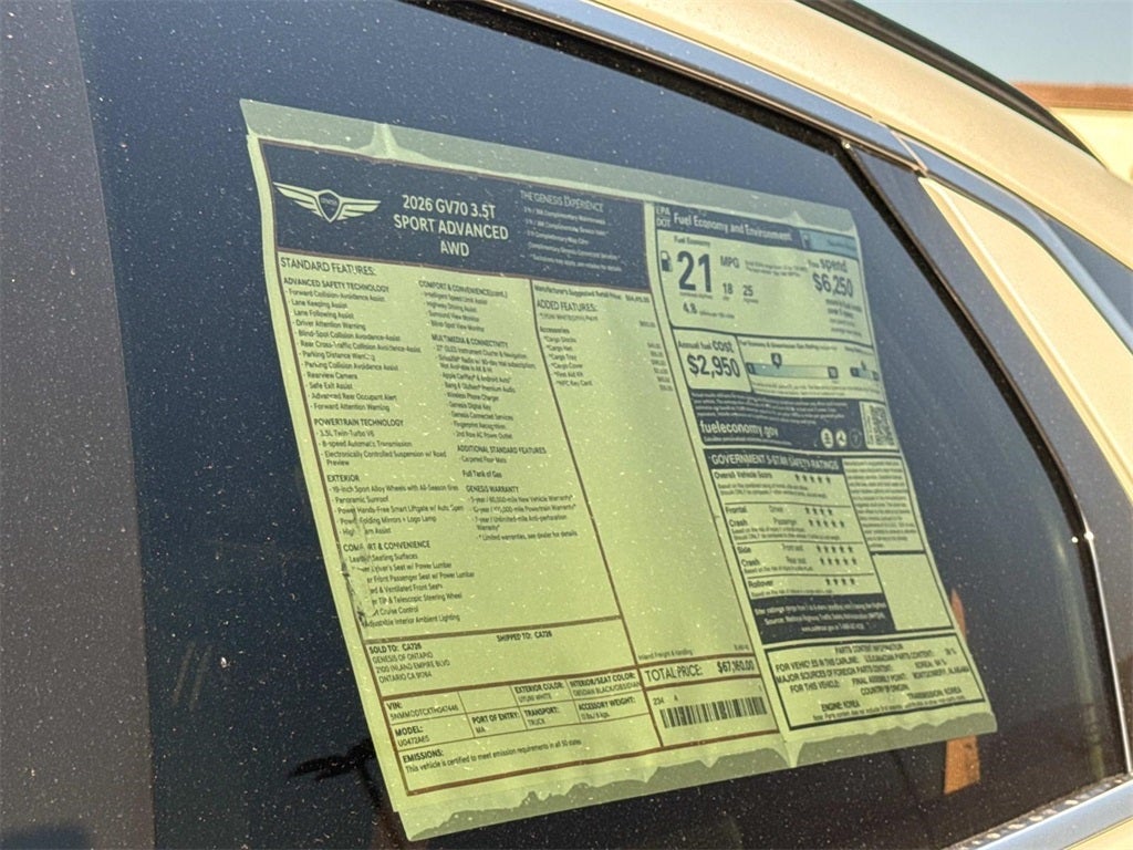 2026 Genesis GV70 3.5T SPORT ADVANCED