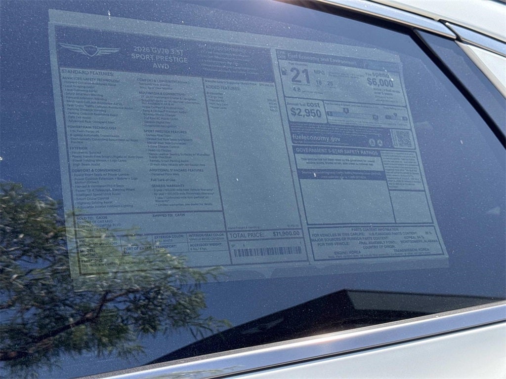 2026 Genesis GV70 3.5T SPORT PRESTIGE