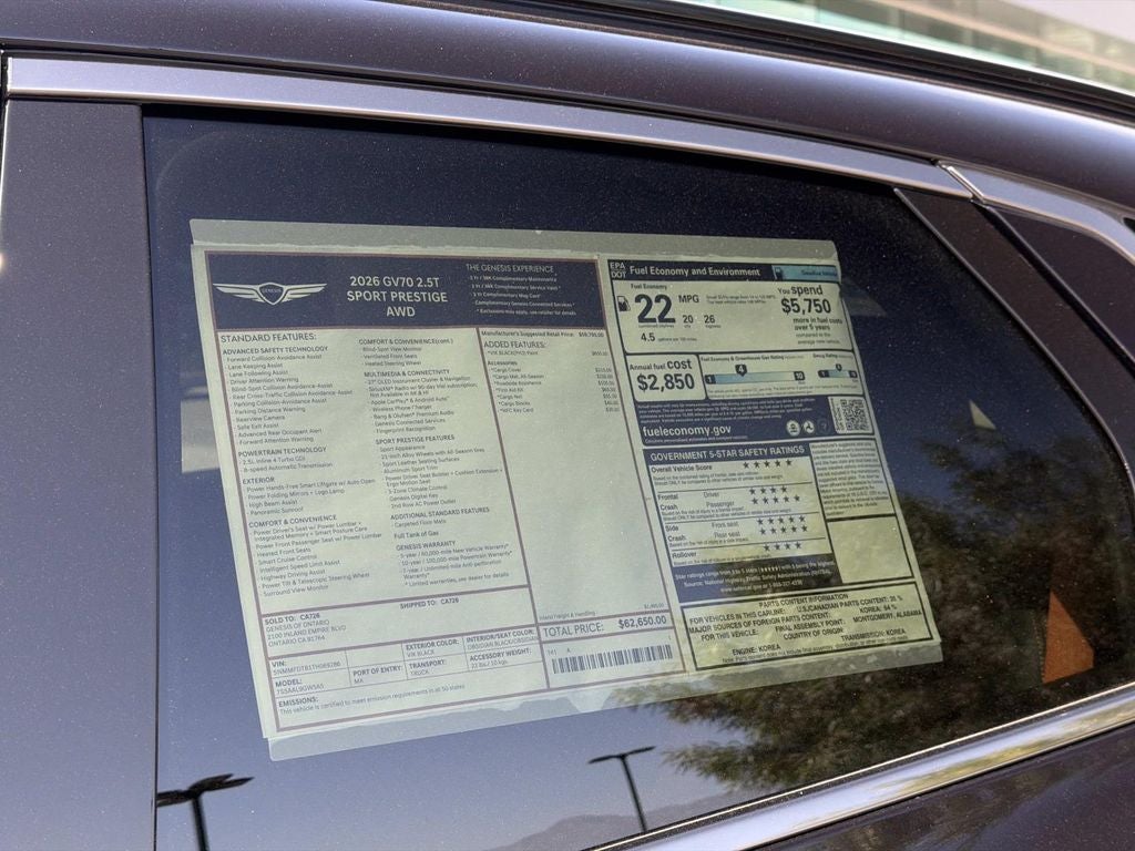 2026 Genesis GV70 2.5T SPORT PRESTIGE