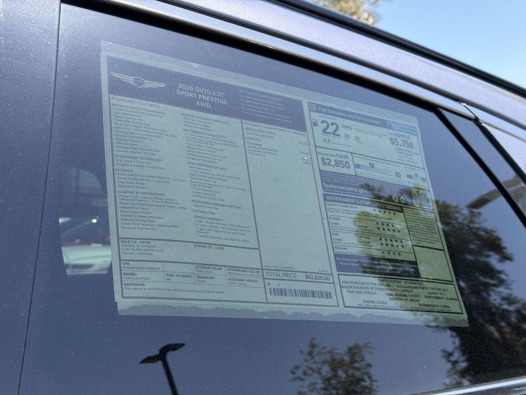 2026 Genesis GV70 2.5T SPORT PRESTIGE