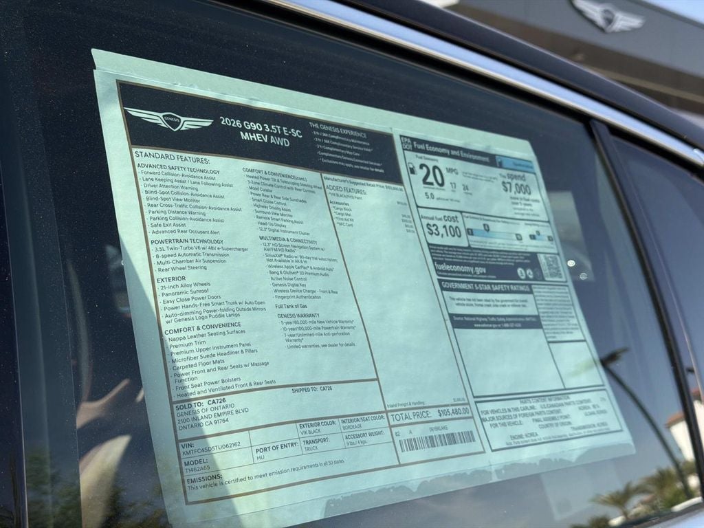 2026 Genesis G90 3.5T e-SC