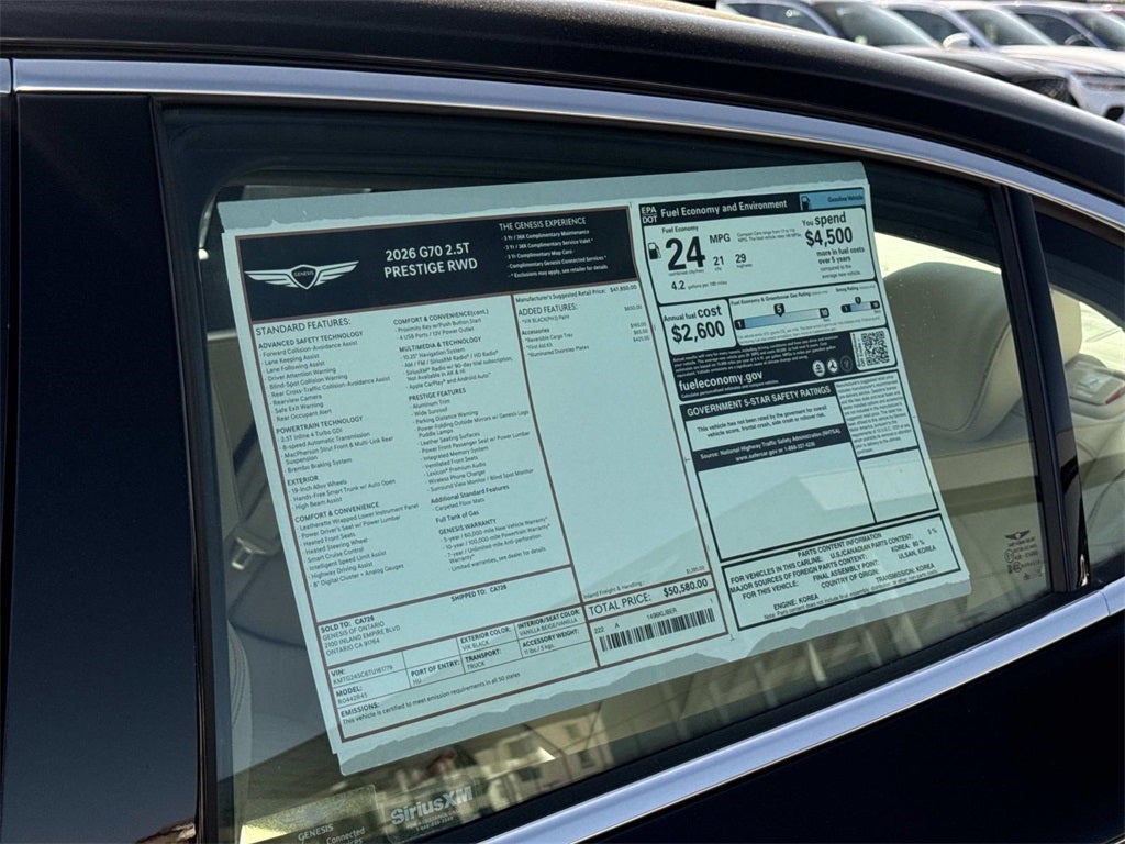 2026 Genesis G70 2.5T PRESTIGE