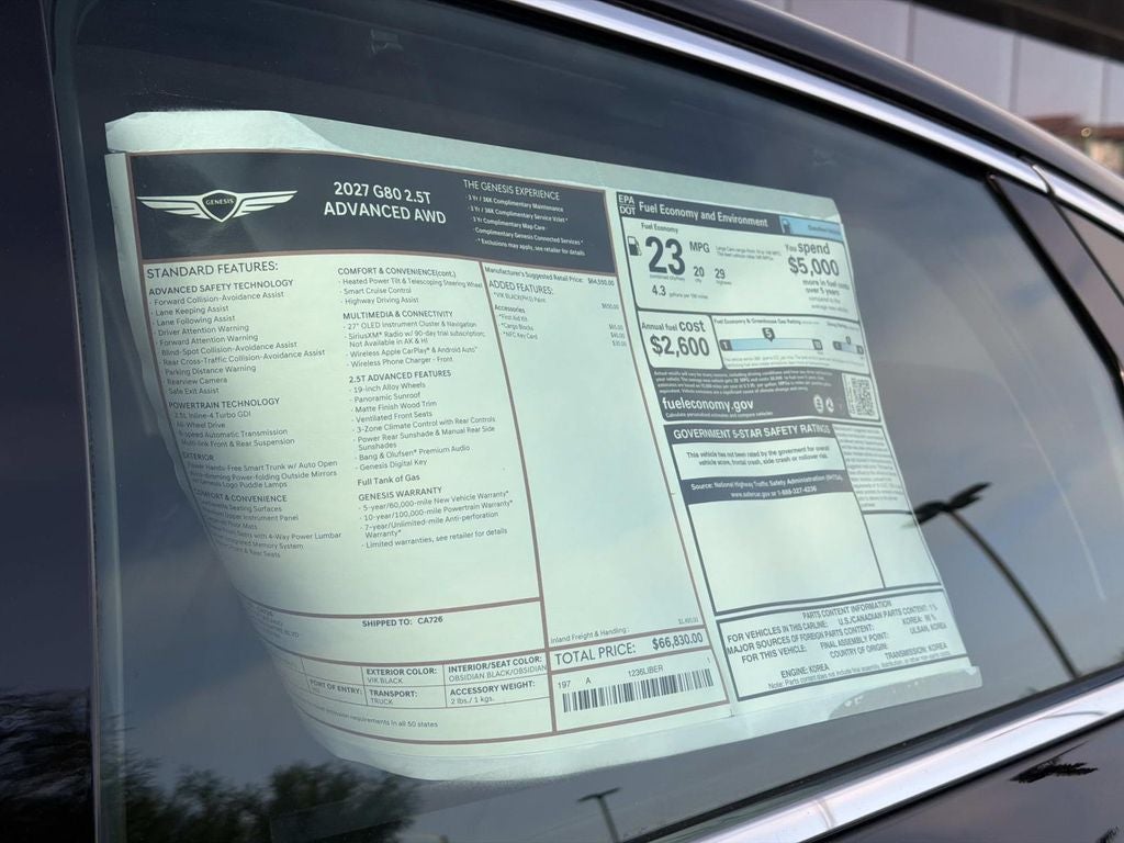 2027 Genesis G80 2.5T Advanced