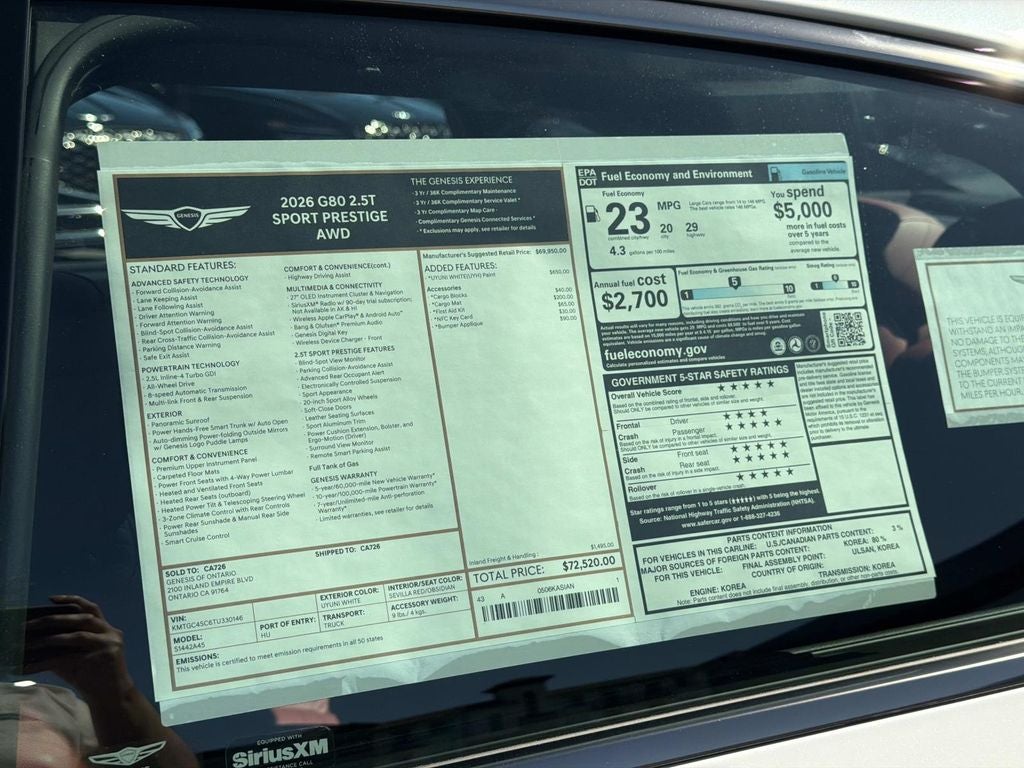 2026 Genesis G80 2.5T SPORT PRESTIGE