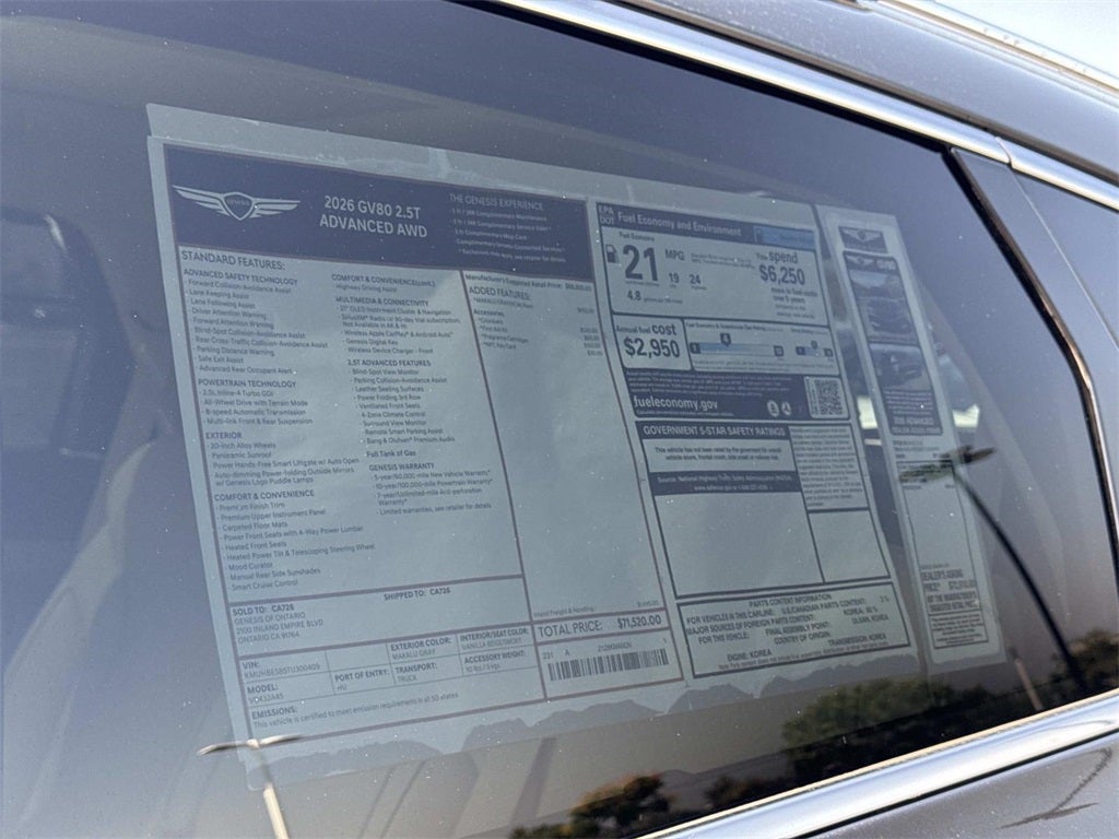 2026 Genesis GV80 2.5T ADVANCED
