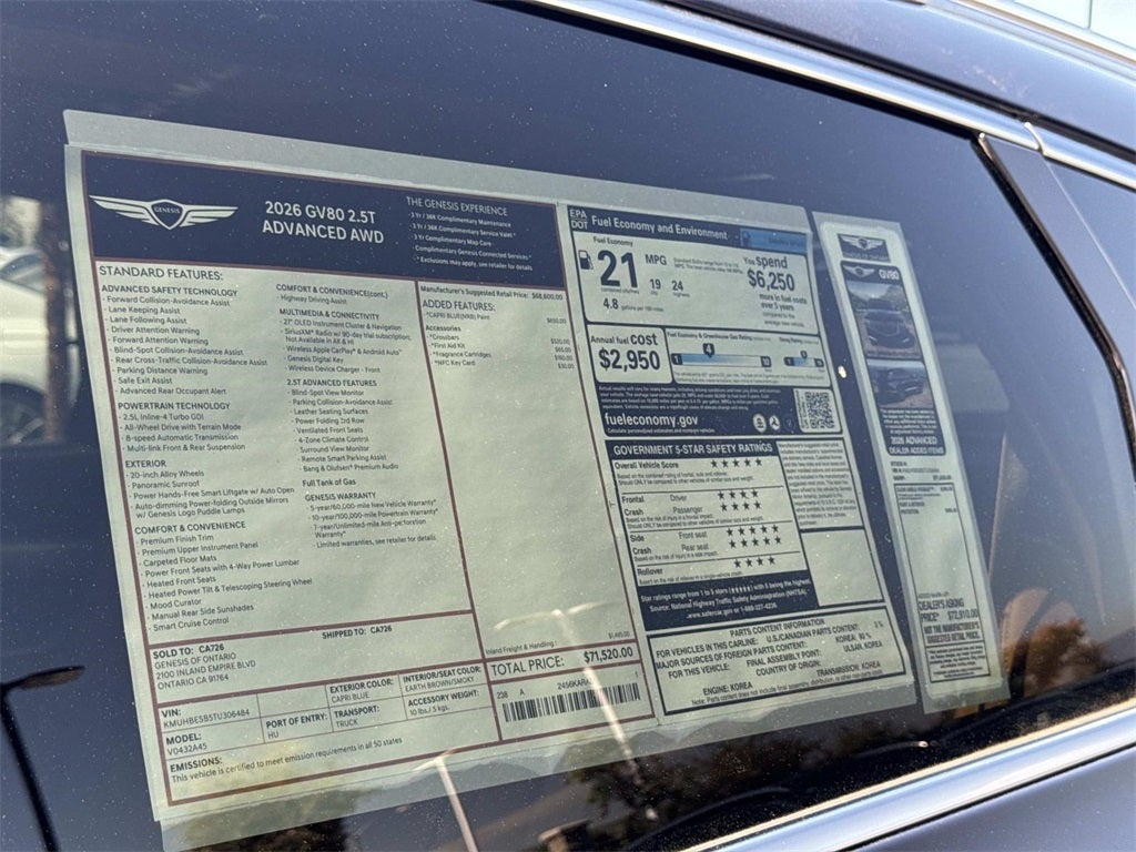 2026 Genesis GV80 2.5T ADVANCED