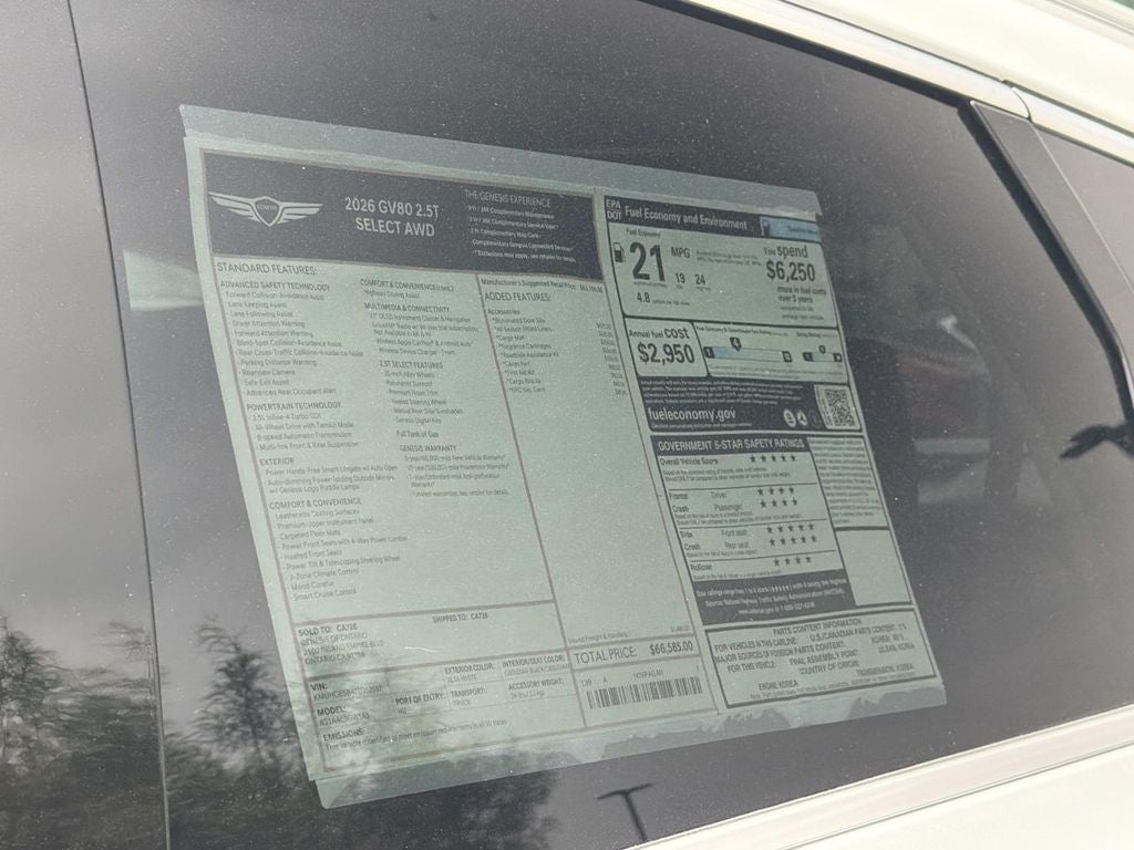 2026 Genesis GV80 2.5T SELECT