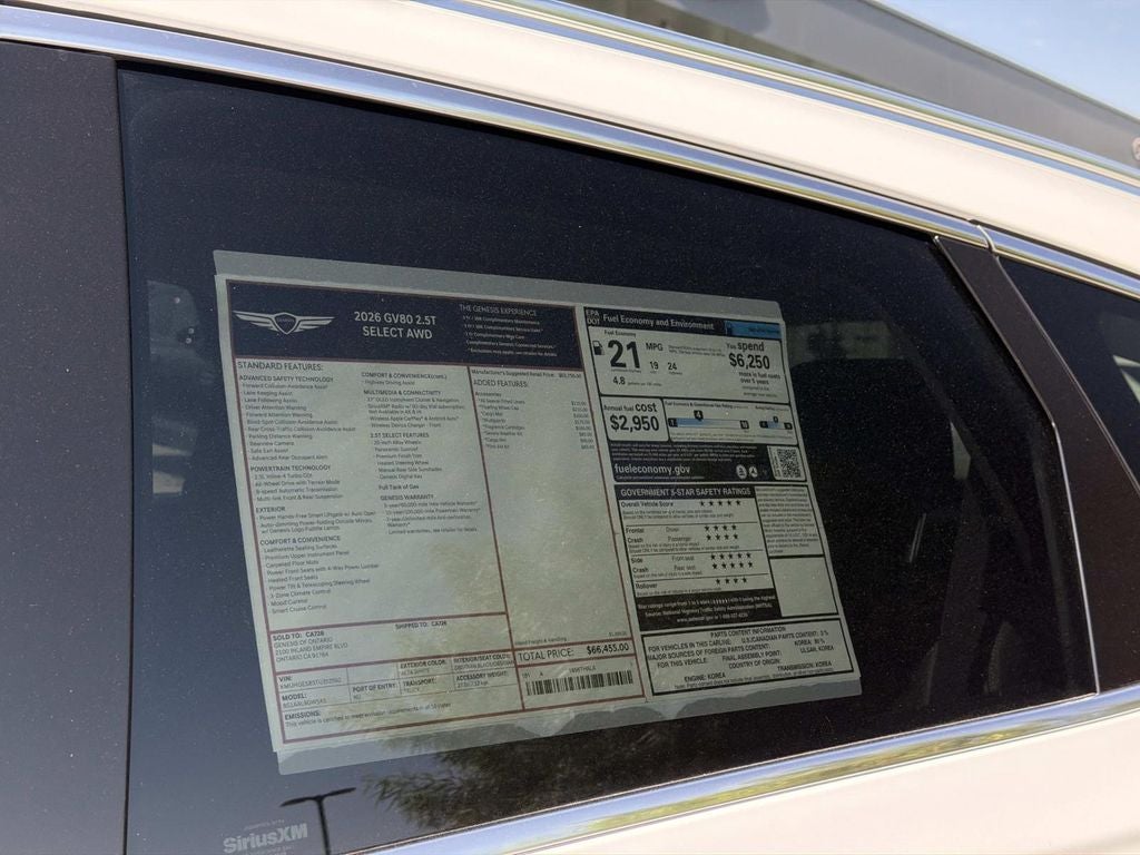 2026 Genesis GV80 2.5T SELECT