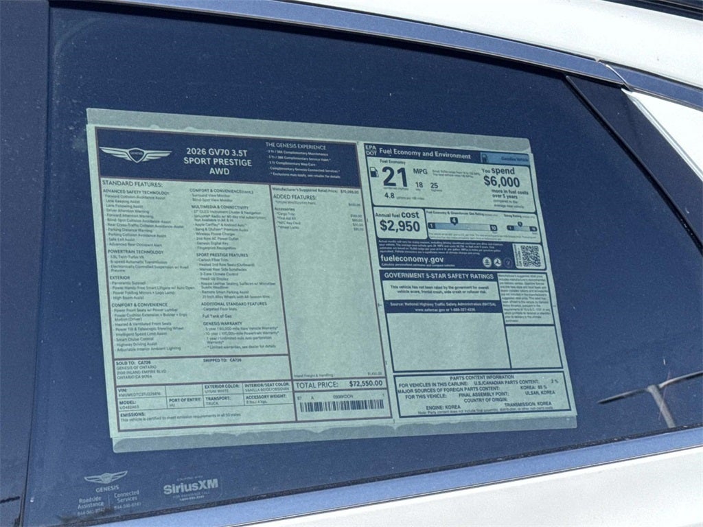 2026 Genesis GV70 3.5T SPORT PRESTIGE